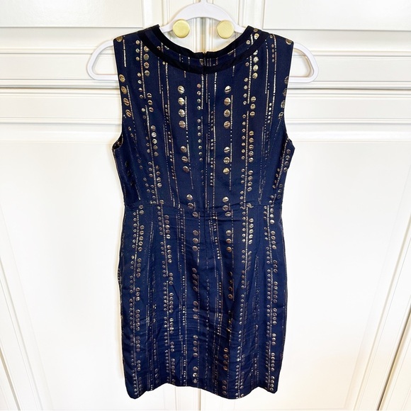 Tory Burch Women’s Navy Gold Metallic Silk Shift Dress Knee Length Cocktail SZ 8 - Picture 8 of 8